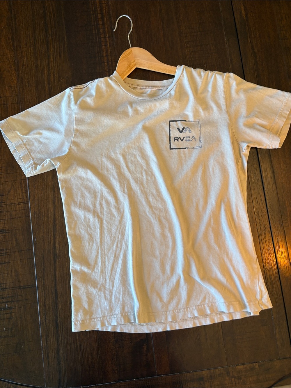 RVCA Kids Short Sleeve Tee in Light Cream with Chest Logo